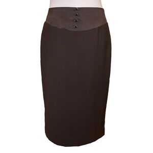 Rebecca Taylor Brown Wool Blend Pencil Skirt Satin Waistband Size 6